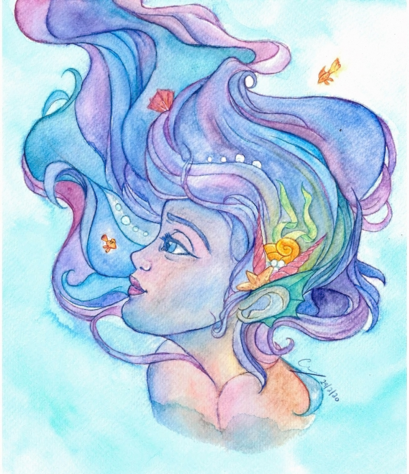 analogico desenho fantasia fenix handmade lápis de cor mermaid sereia tinta da china watercolor