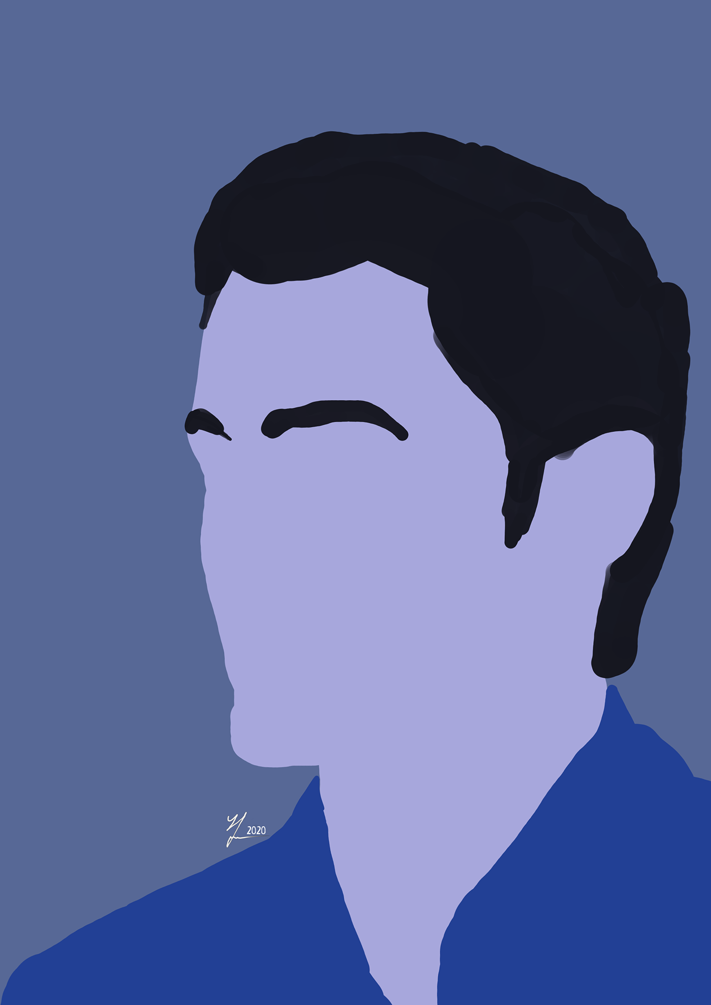 ali Basic blue color digital Gimp man portrait Practice Saad
