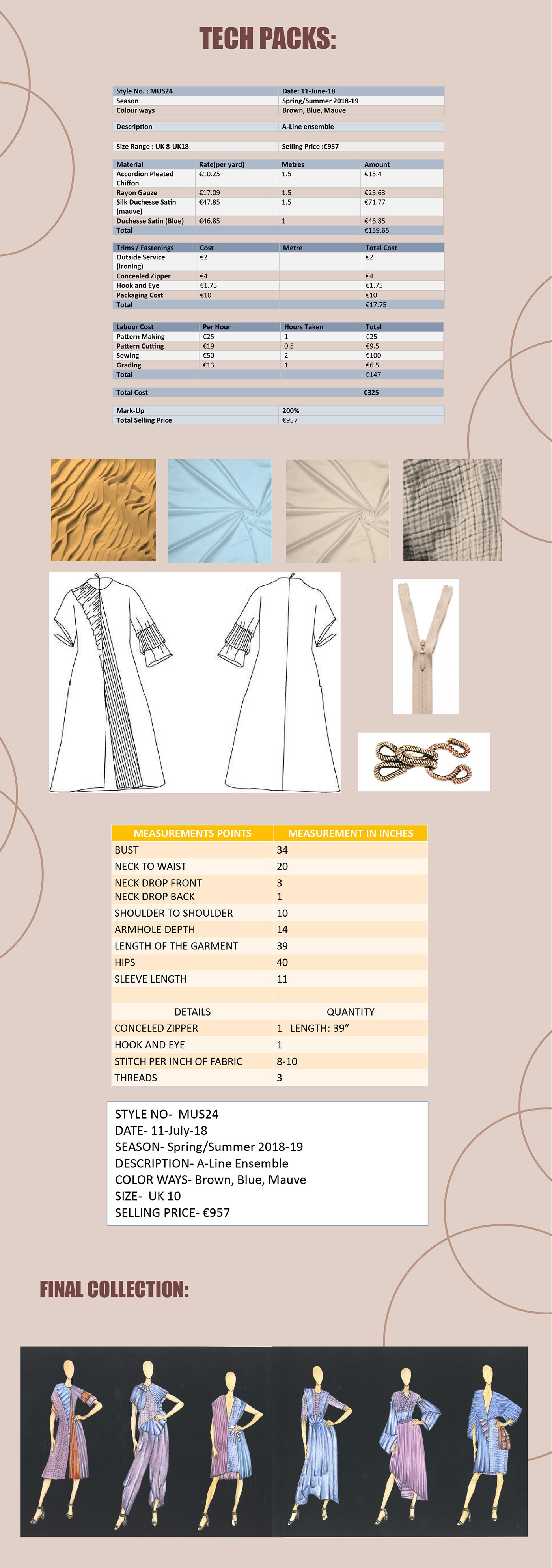 fashion illustration Digital Flats brainstorming Techpacks design process conceptualisatization research