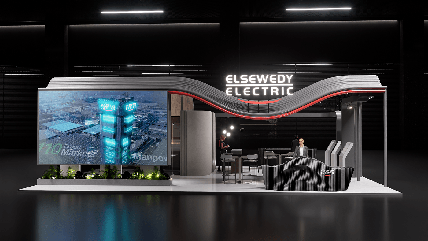 booth Exhibition  design art electric 3D 3ds max elsewedy electric transméa Render