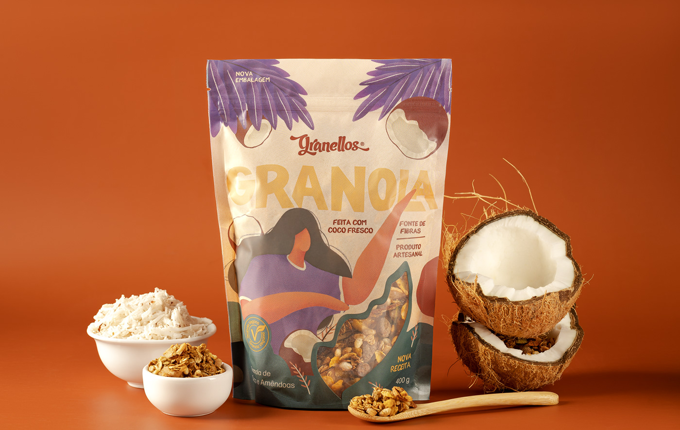 breakfast Coconut Food  granola Granola Packaging label design Packaging Packagng Design strawberry