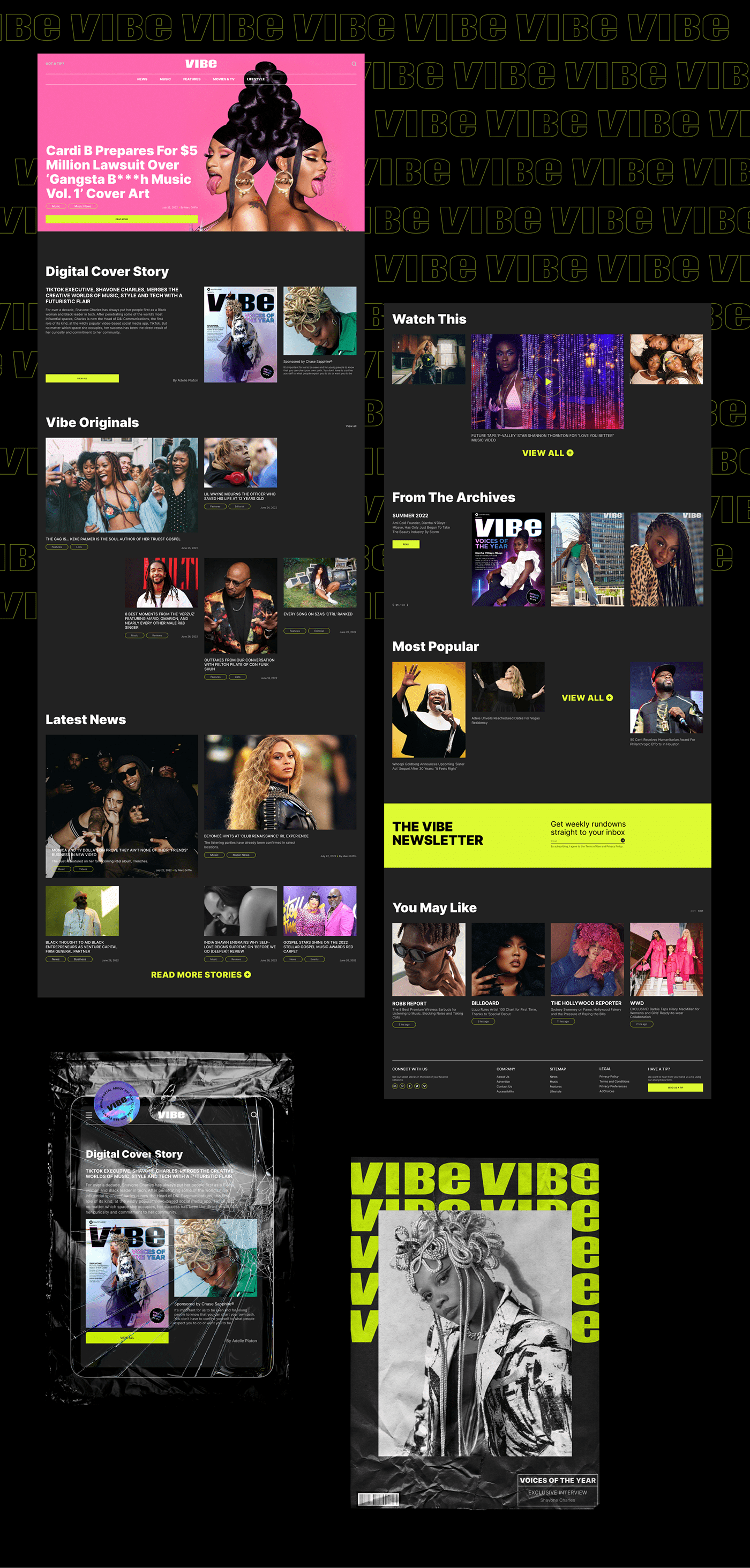 concept Figma hip hop music news website redesign UI/UX uprock Web Design  Website