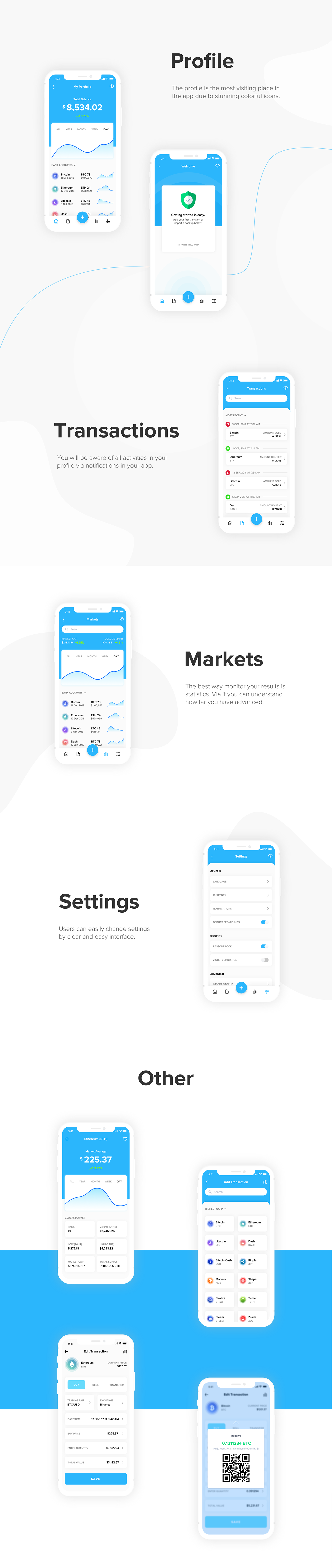 Ico crypto WALLET Web mobile app cryptocurrency Mobile app design animation 