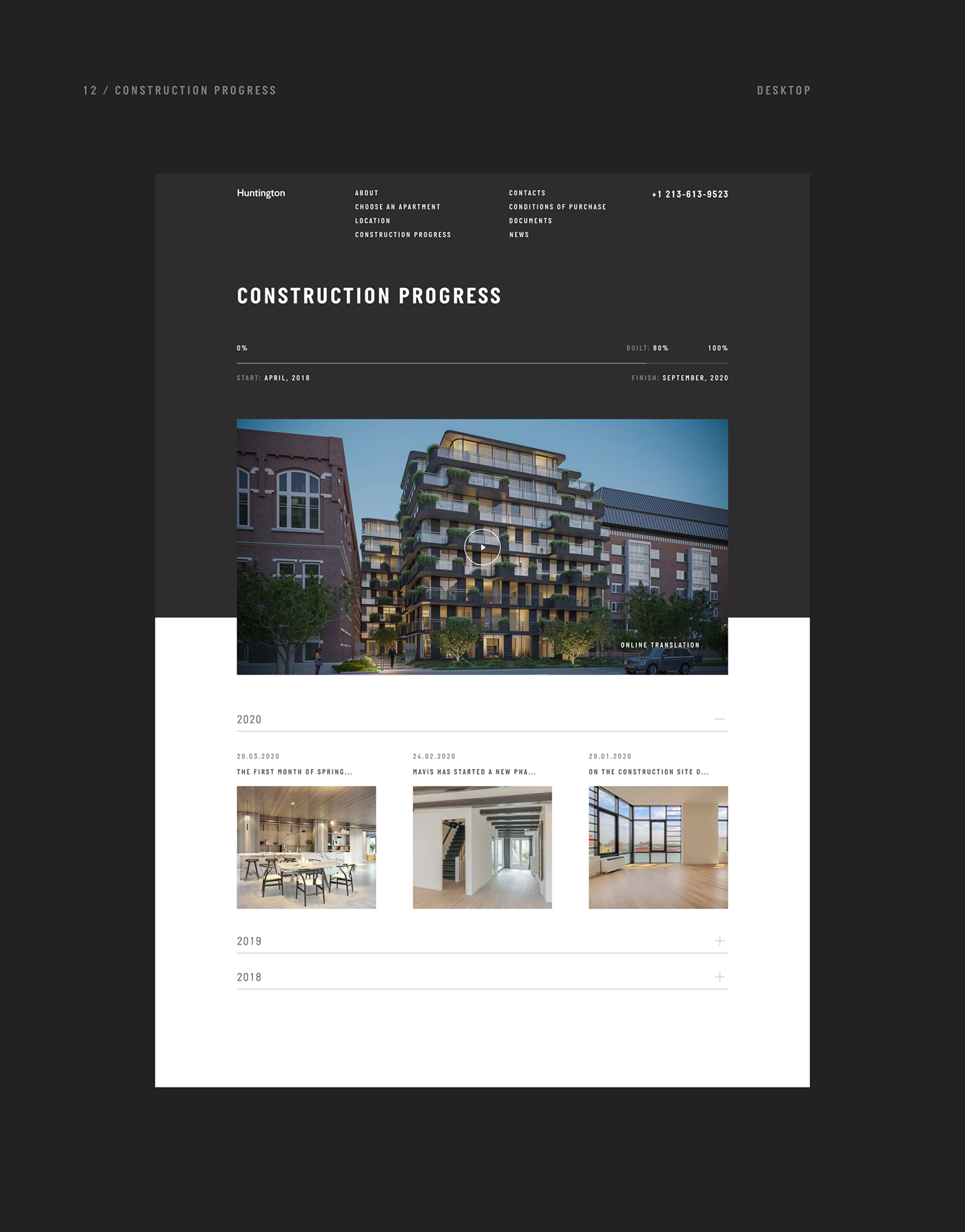 construction company UI ux Website architecture building mobile Webdesign apartment concept