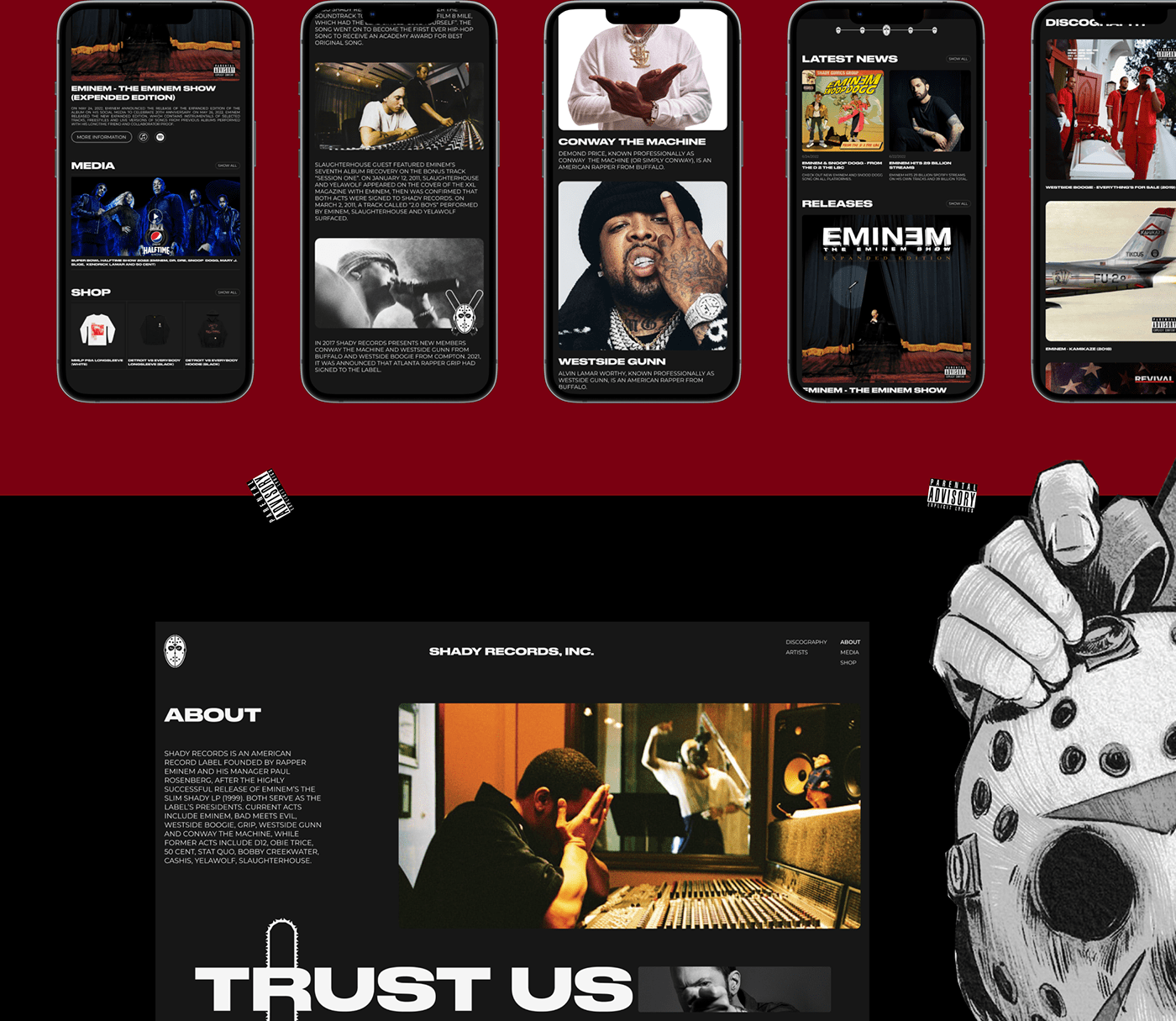 UI/UX Web Design  Website design music musiclabel shady eminem ShadyRecords