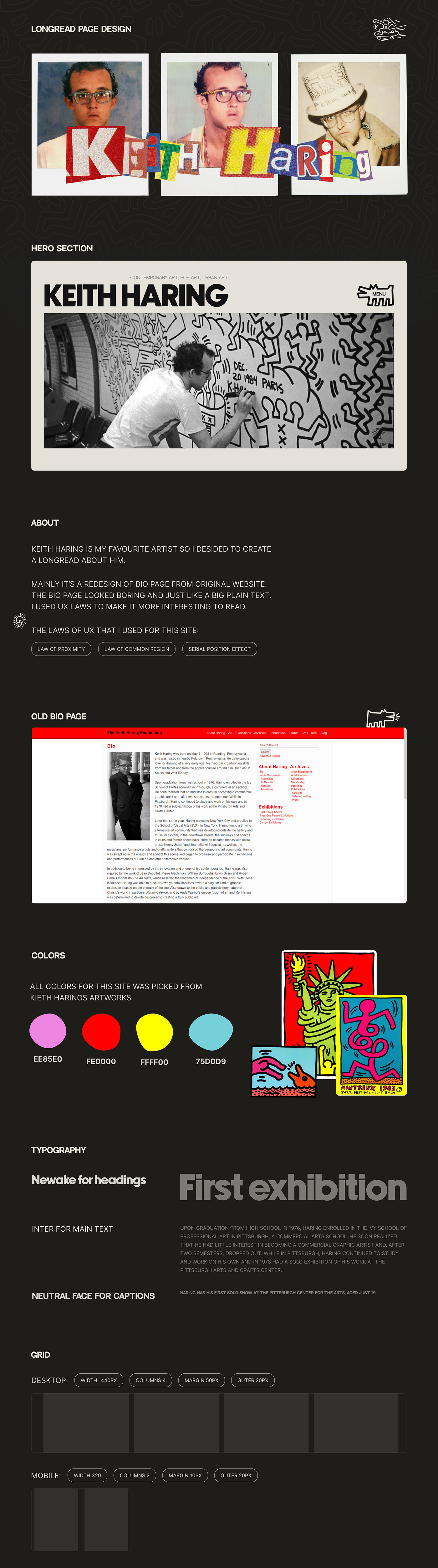art Keith Haring landing page longread Pop Art popart site UI/UX Web Design  Website