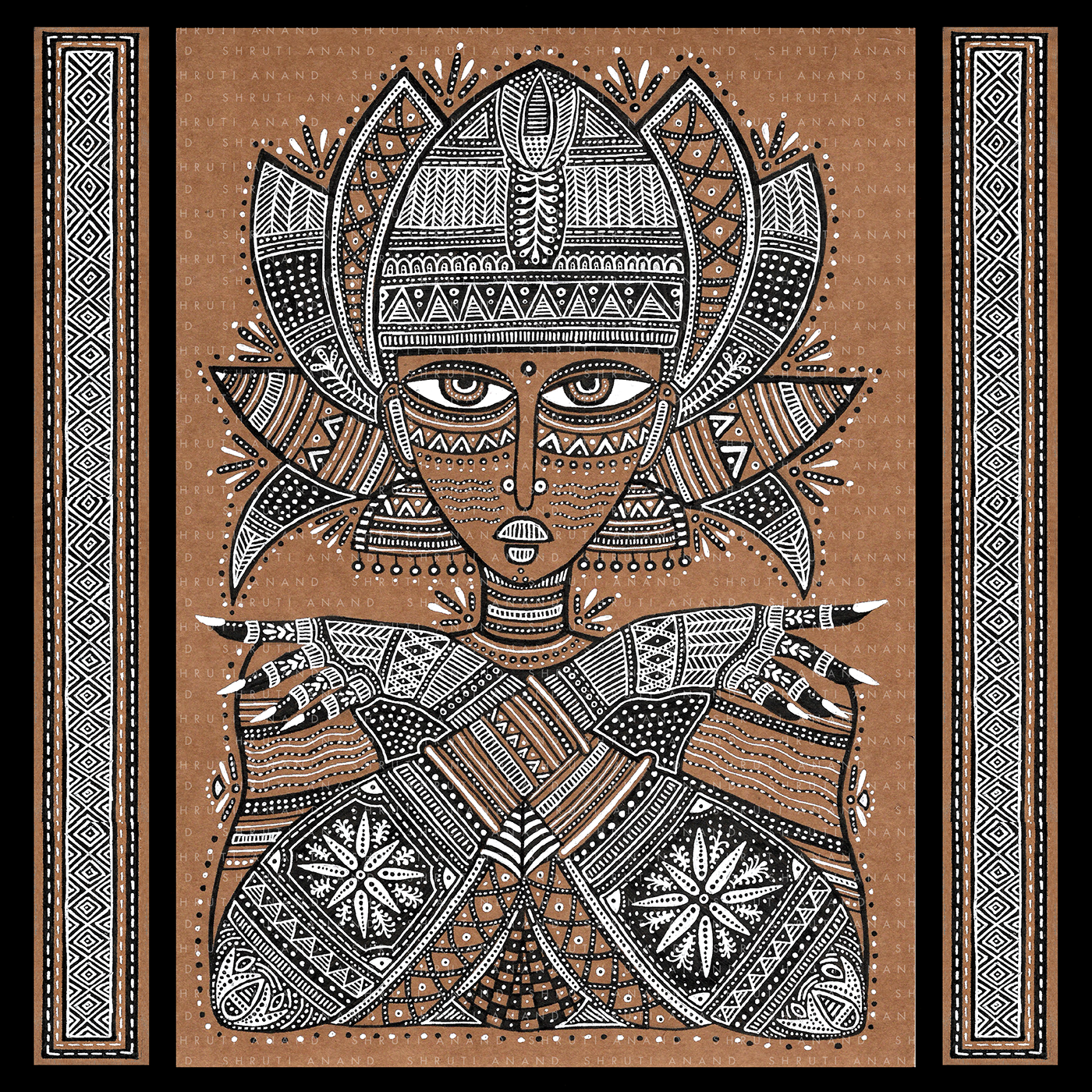 ILLUSTRATION  indian graphic design  details shruti anand tribal hand drawn black and white