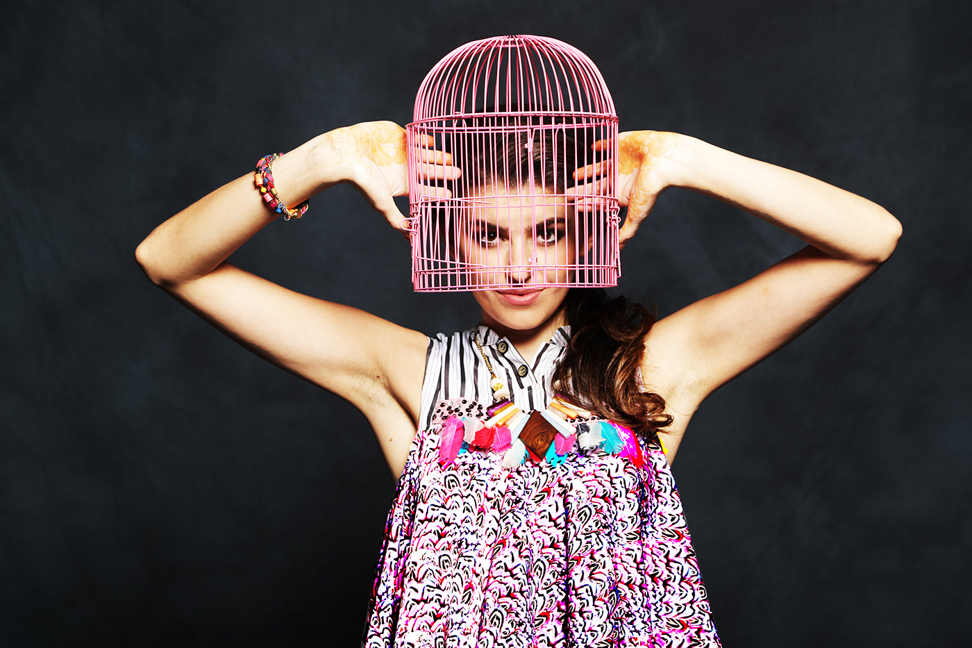 caged paired prints colorful artistic Endrogyny ensembles fashionshows poetic product design 
