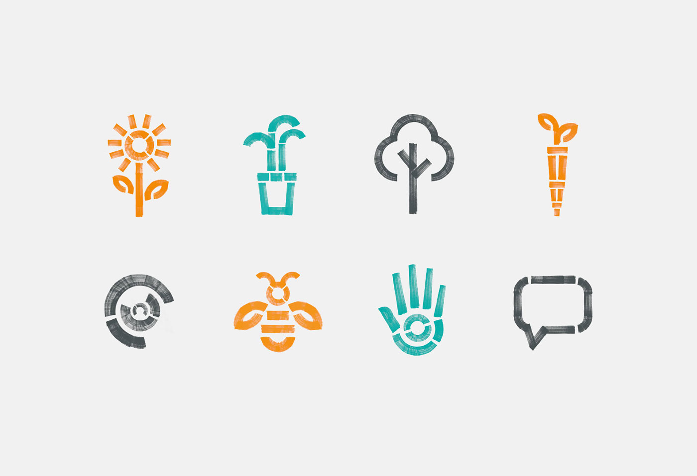 Icon design logo environmental charity handdrawn geometric lettering handtype icons iconography bee wildlife Food  kitchen