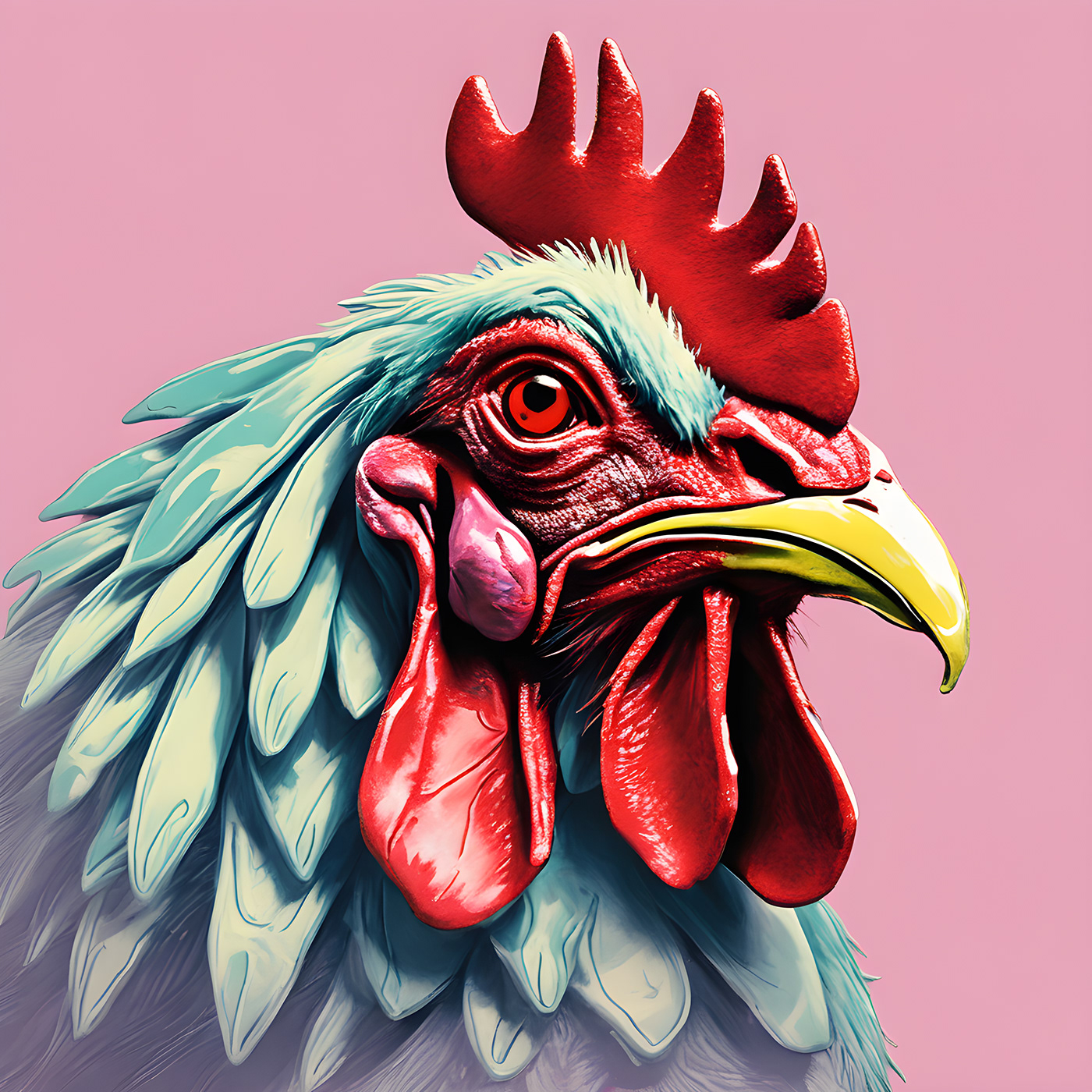 Rooster chicken Soft Colors serene poultry animal portrait farm animal farm life pastel background
