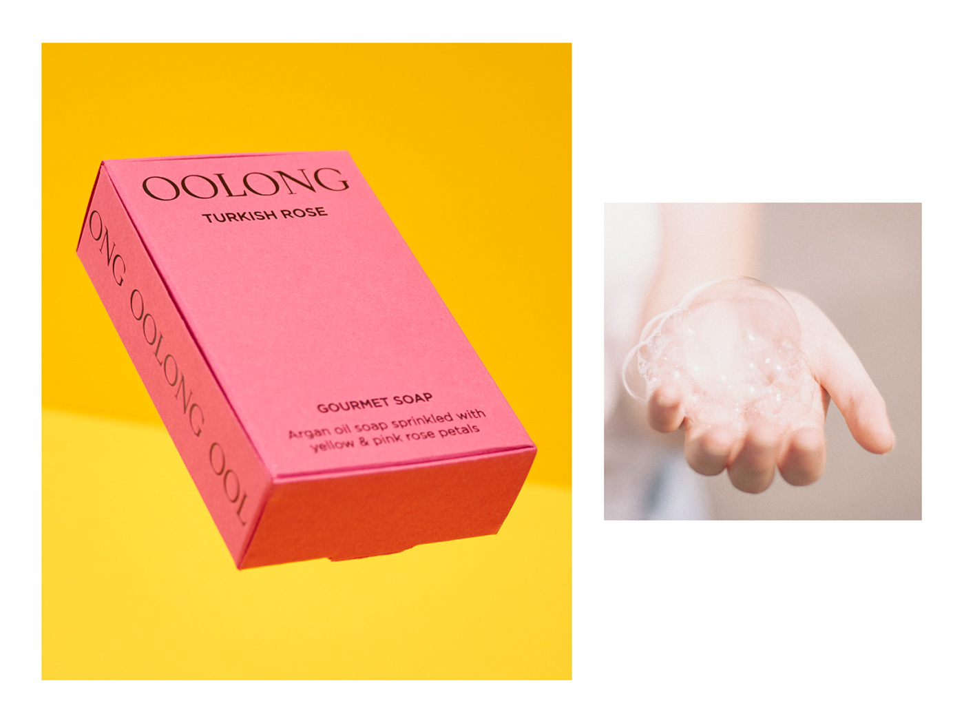 soap Packaging branding  Europe studio skincare yellow pink logo rose