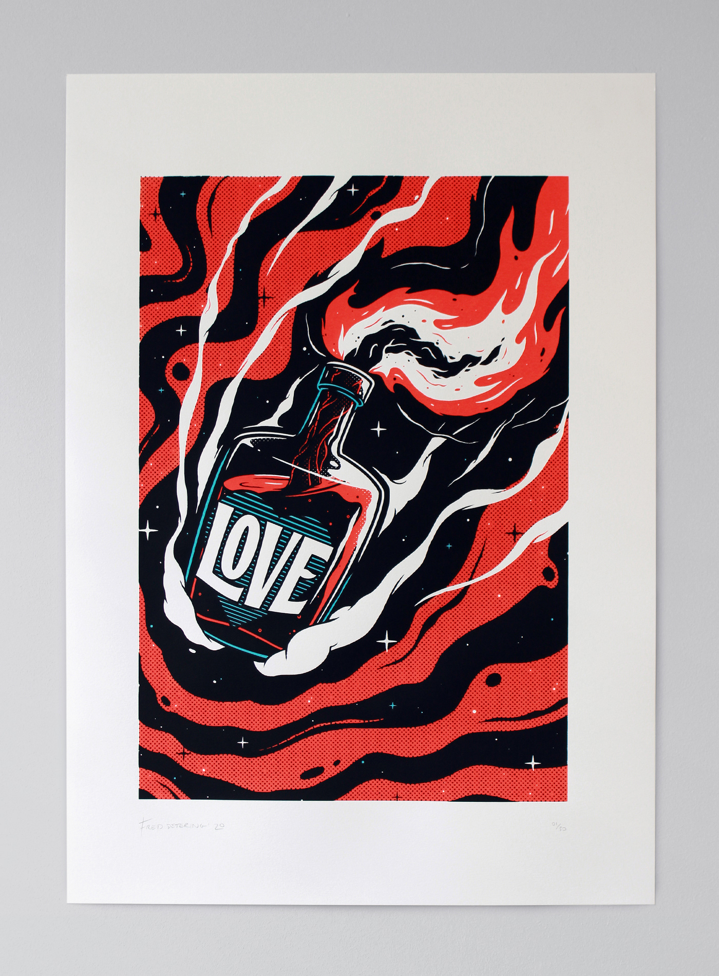 screen printing poster art ILLUSTRATION  lettering Love