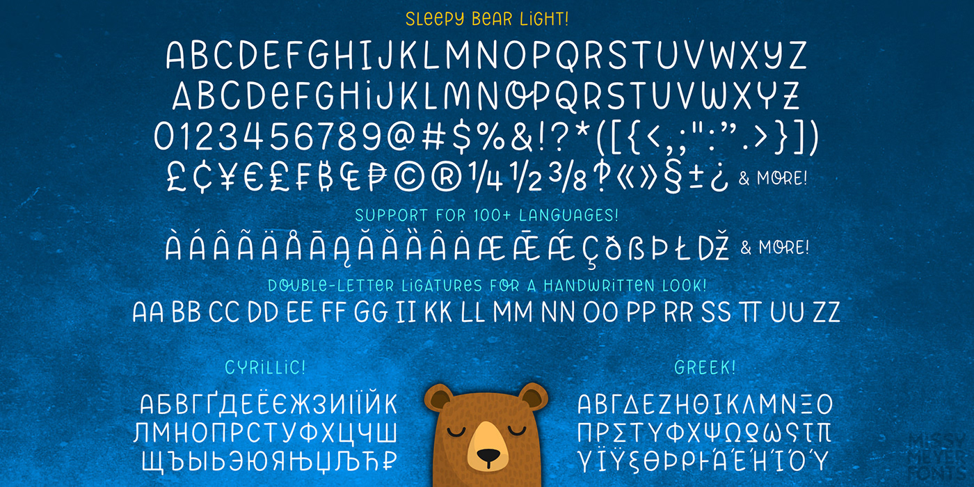 children cute font font fun font quirky sleepy bear smooth font Typeface whimsical