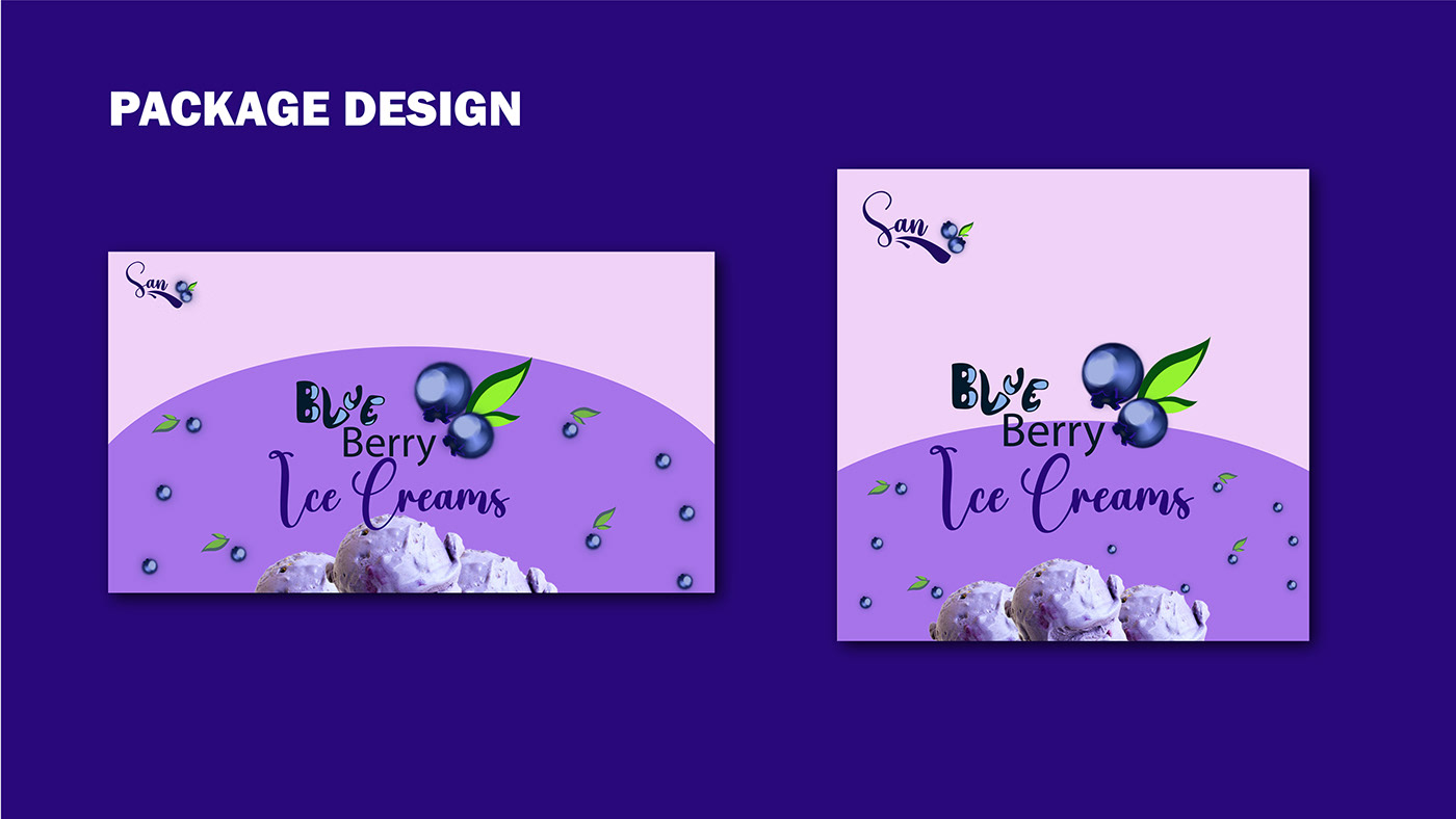 Brand Design Ice Cream Packaging Logo Design brand identity design visual identity adobe illustrator Graphic Designer photoshop blue berry packaging