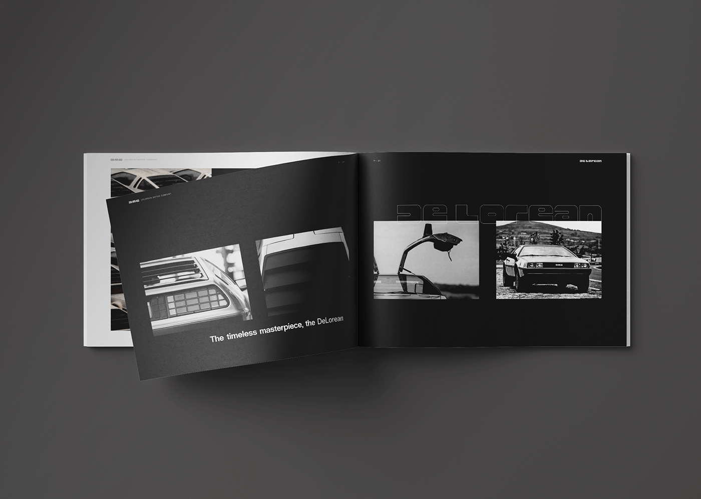 brochure car DeLorean editorial InDesign paper