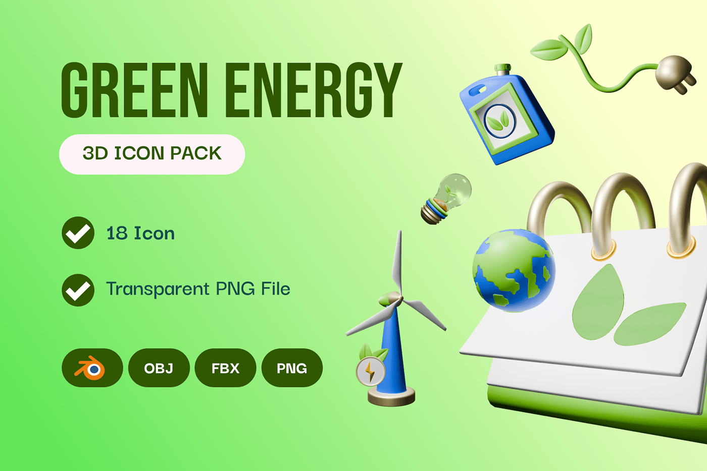 3D Icon Green Energy solar Renewable Energy blender 3d icon ILLUSTRATION 