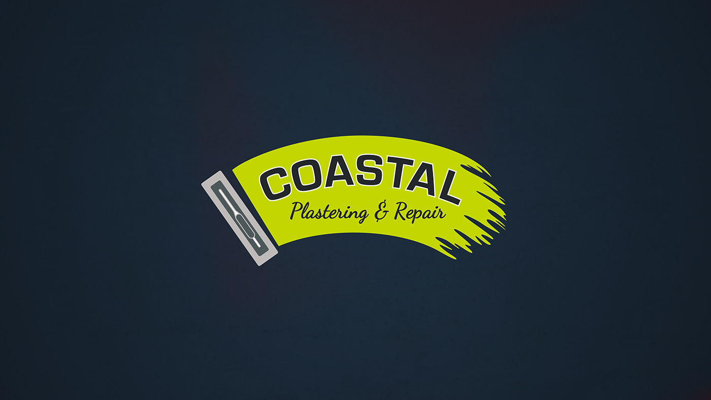 Coastal Plastering & Repair logo on a blue background.