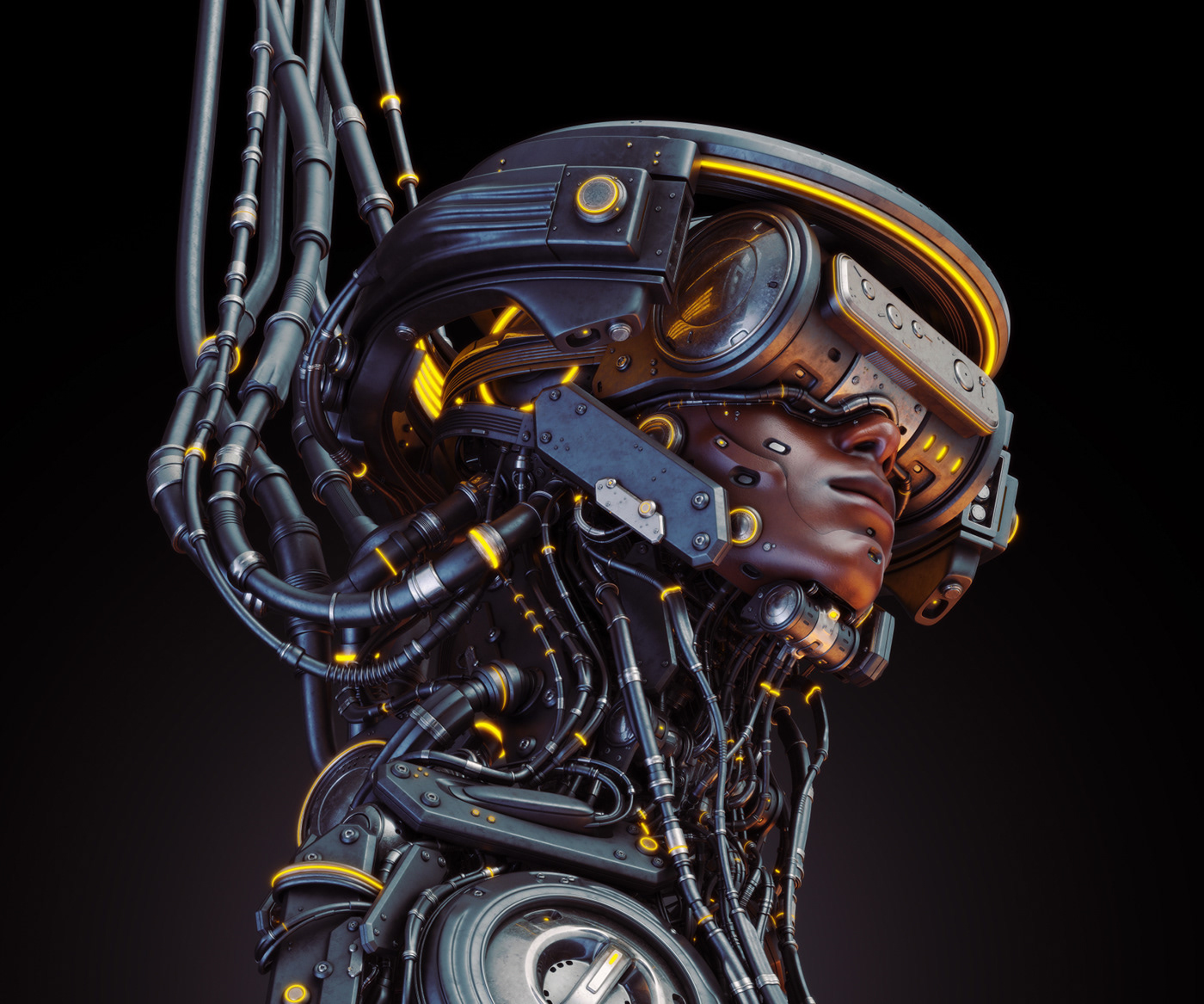 robot mecha Scifi futuristic Cyborg Helmet ВР Virtual reality dark dirty