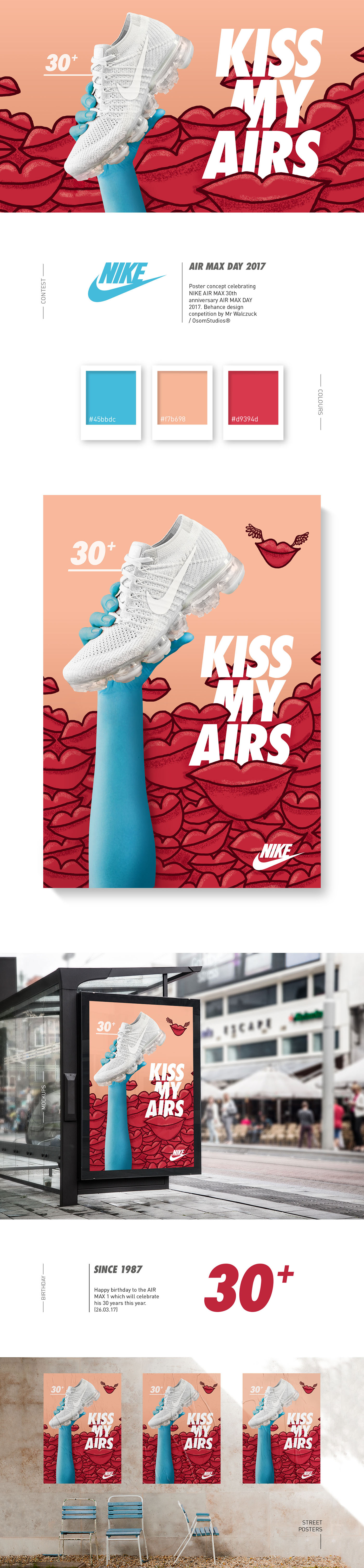 Nike poster Mockup air max design Kiss My Airs publicity contest sneaker ILLUSTRATION 