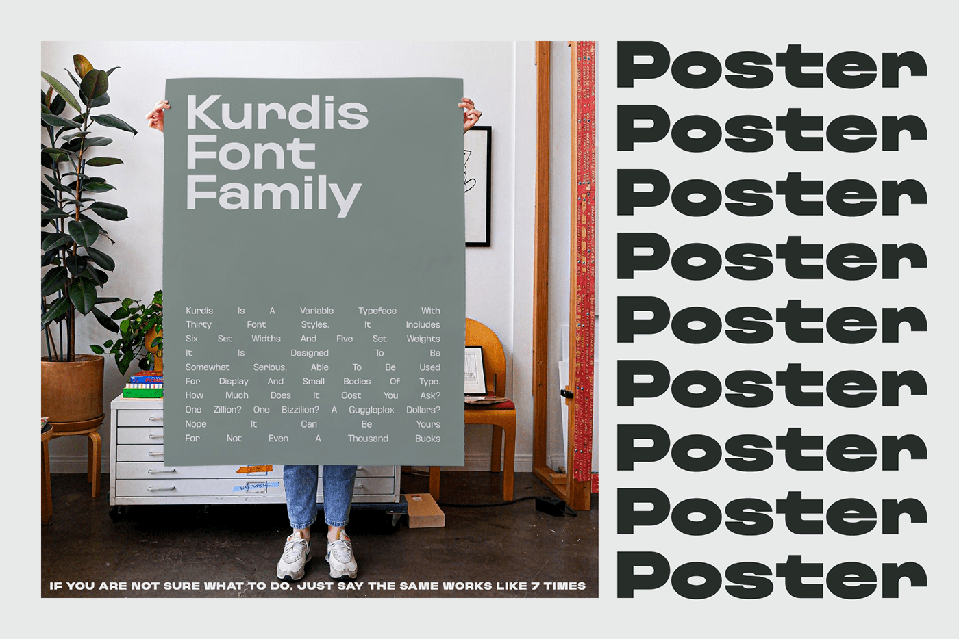 a poster showing of kurdis font family