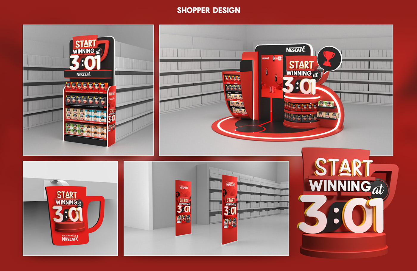 Advertising  Coffee key visual nescafe shopper display shopper marketing visual design