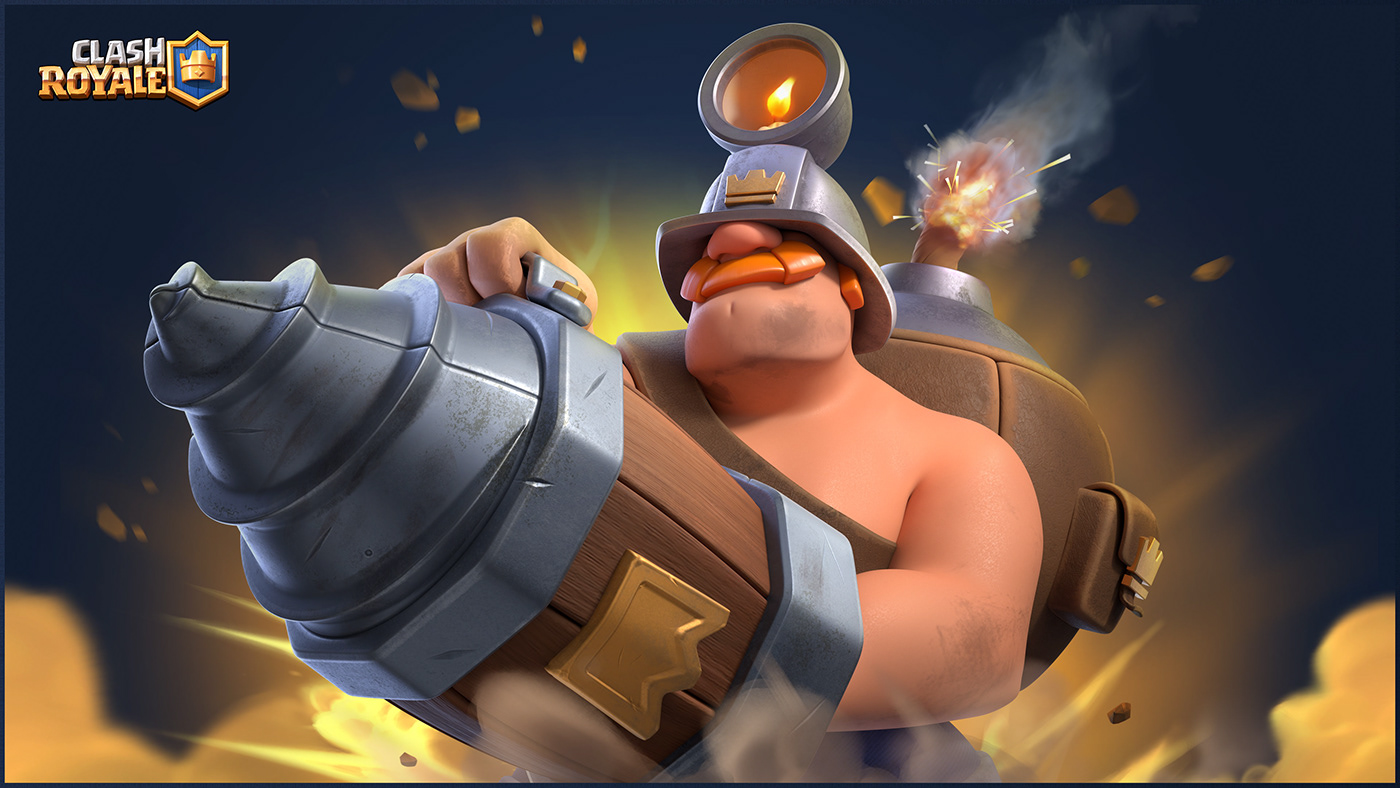 3D Character Clash Royale design game mighty miner Render royale supercell