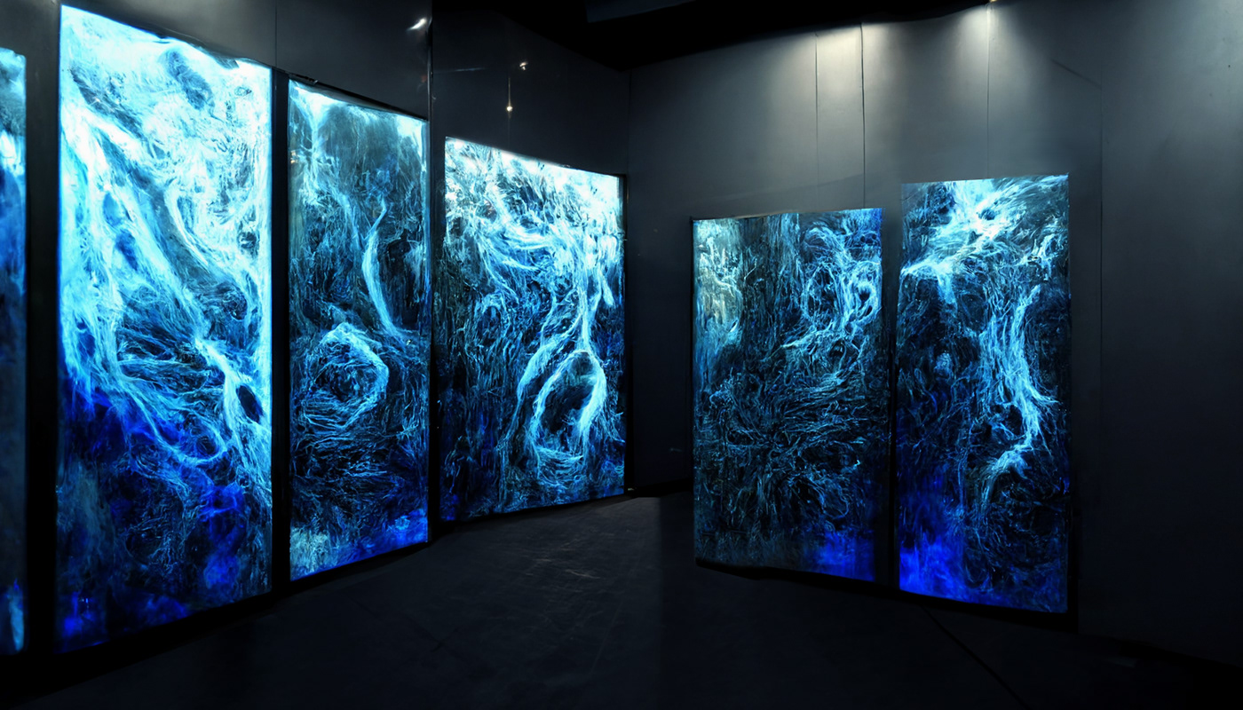 3D ai data visualization generative art new media art visual design symbiosis fluid