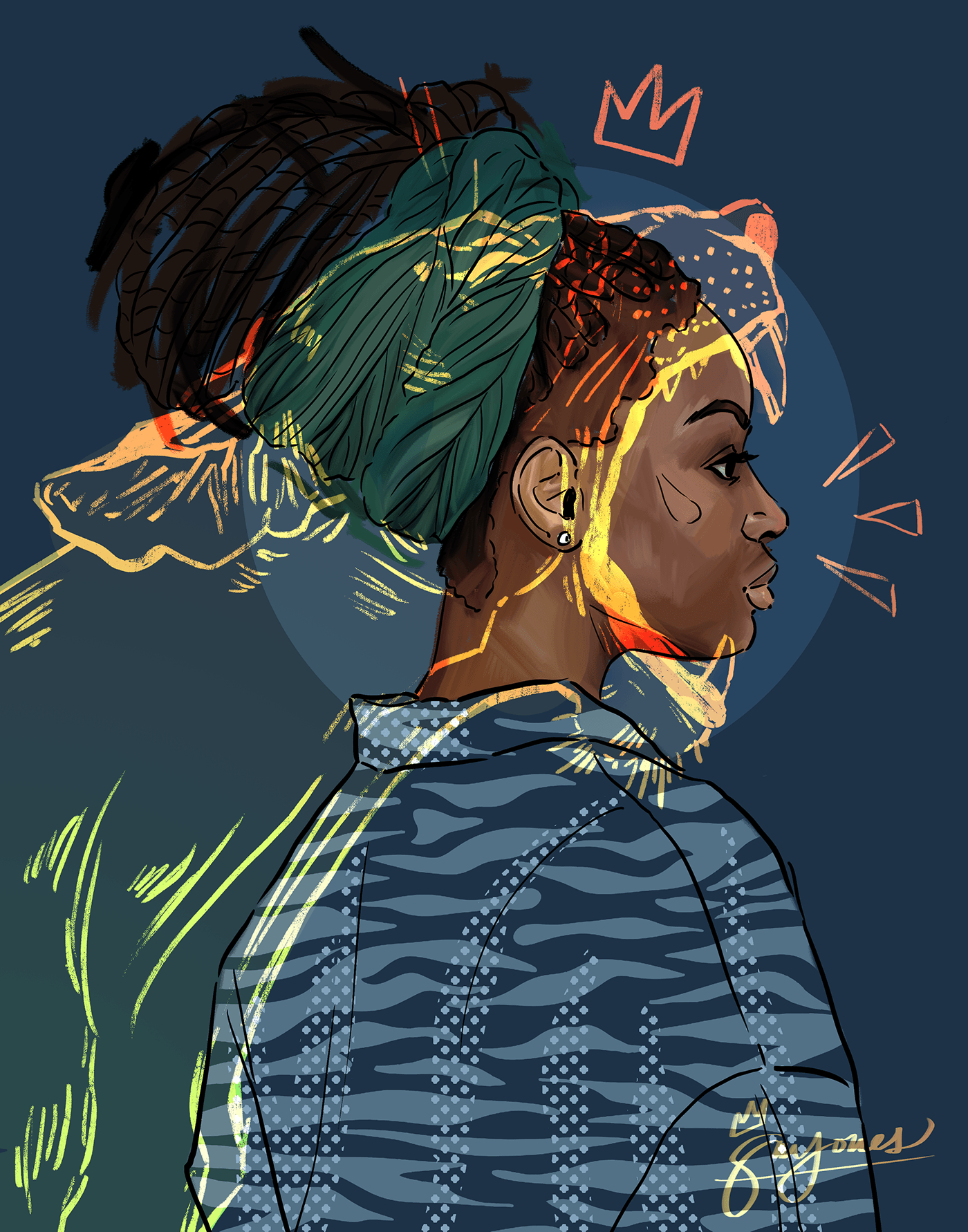 portrait lioness Digital Art  glow african american