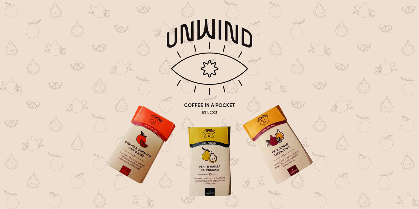 cappuccino Coffee Unwind branding  Logo Design Packaging student gold pack