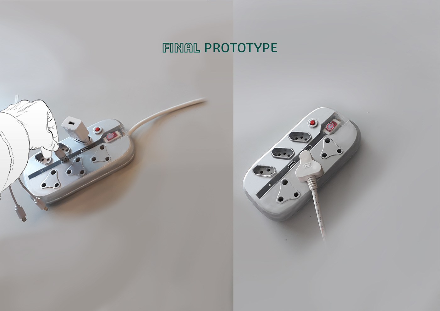 Multiplug productdesign industrialdesign powerstrip llustration modelling