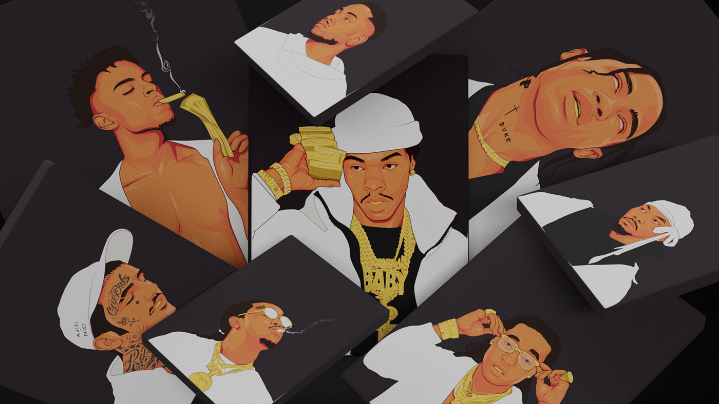 21 savage Dababy future Jay Z Lil Baby Migos offset quavo Rapper Illustration takeoff