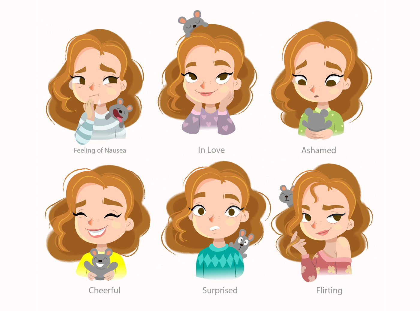 expressions girly mouse markers Character design  characther sheet
