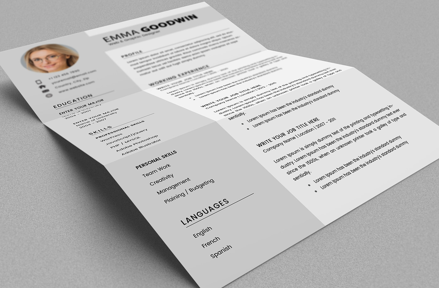 2 PAGE RESUME Free Resume freebie psd resume resume design resume template