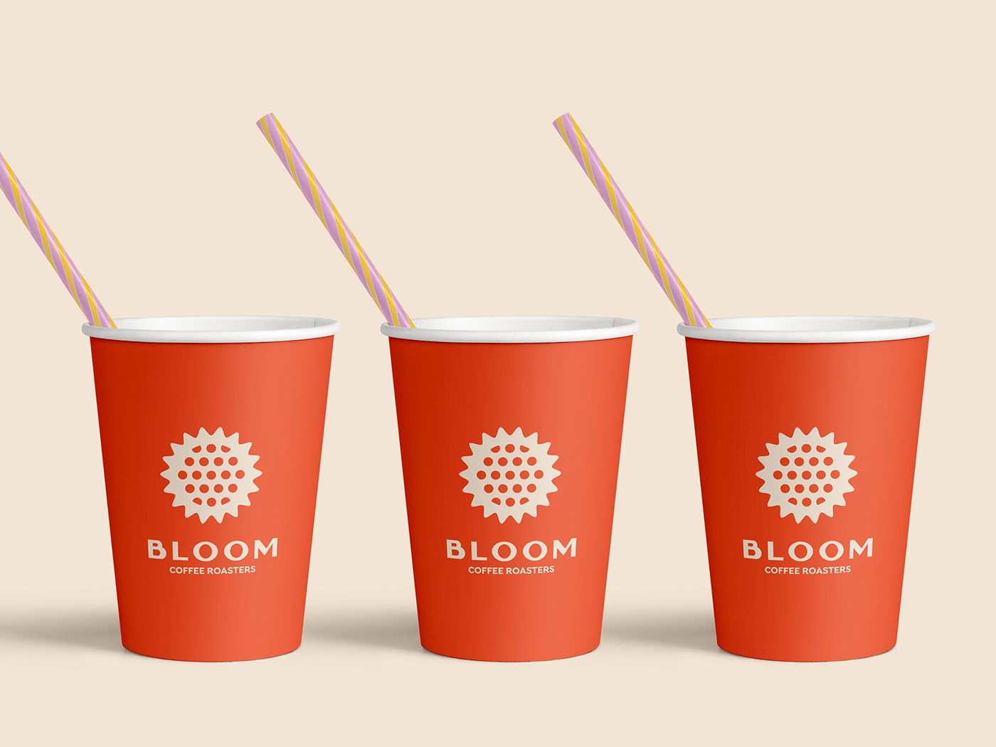 bloom branding  Coffee coffee shop color palette design flower logo menu Packaging