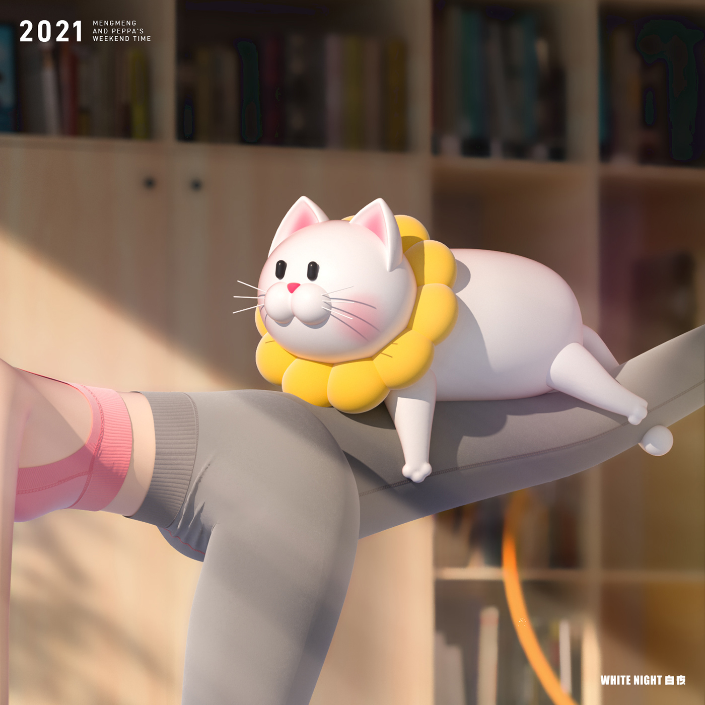 3D c4d Character design  cinema4d clothes design ILLUSTRATION  cartoon image girl and cat