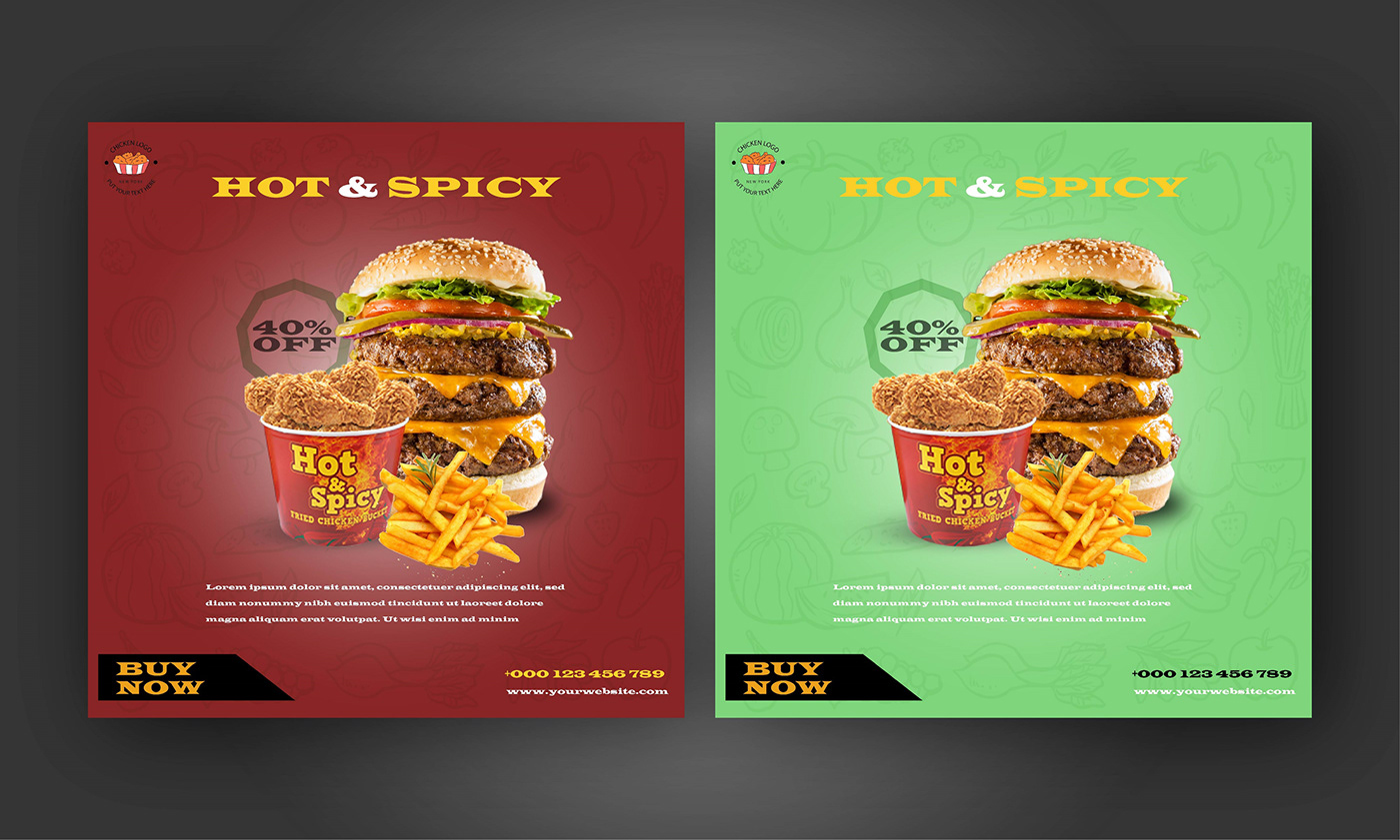 Advertising  facebook post Fast food illuslator Instagram Post marketing   photoshop Poster Design Social Media Food Post Social media post