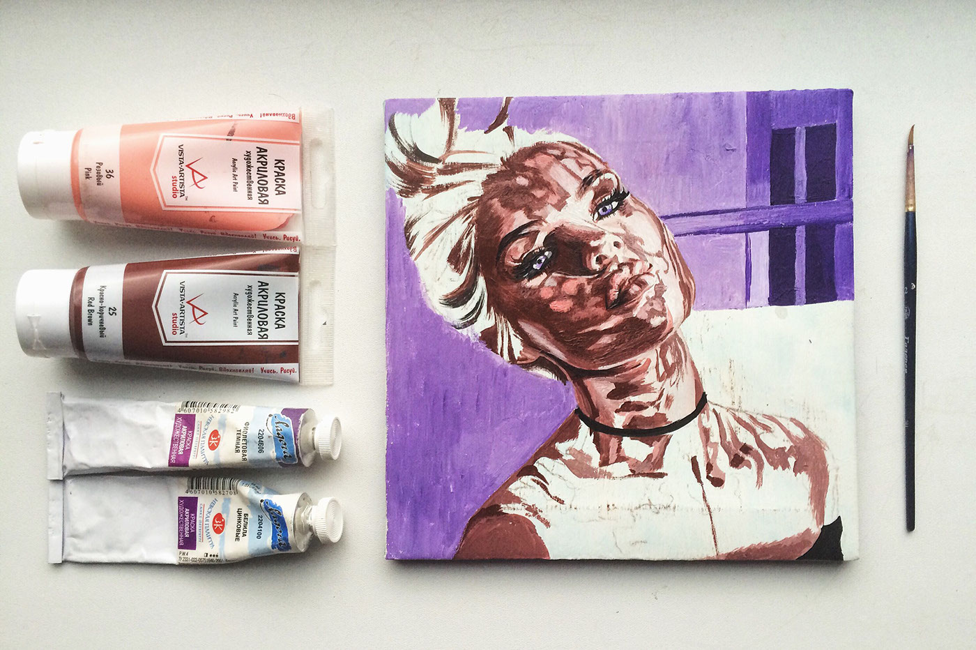 natastart purple girl acrylic canvas acrylicpainting
