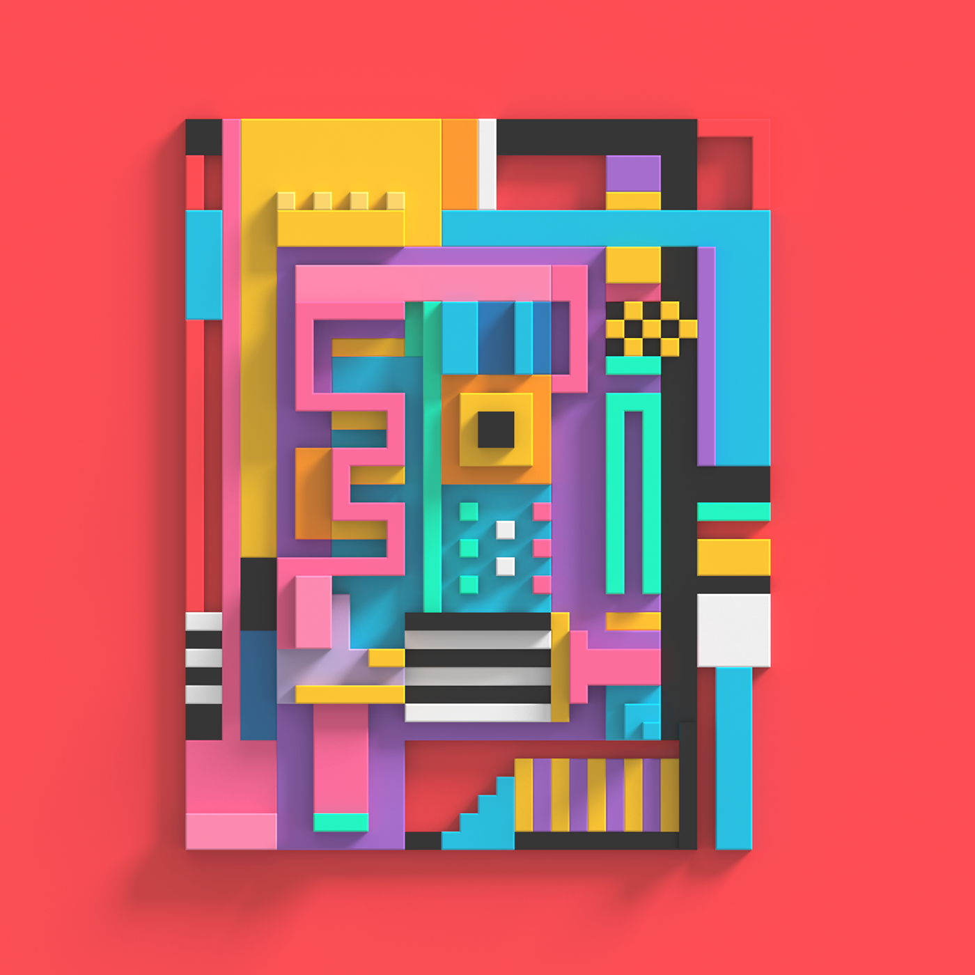 3D pixel pixelart voxel c4d Colourful  depth abstract art exploration