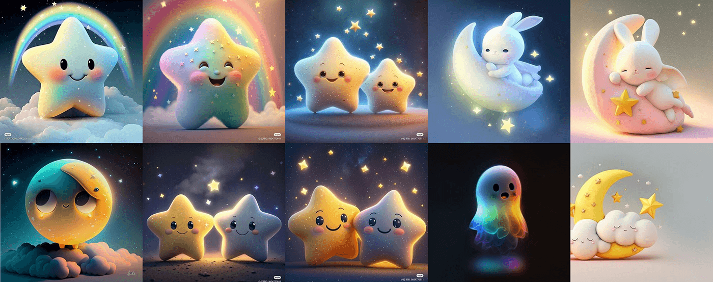 simple cute clouds star Space  Character digital illustration game design  3D Character cute character