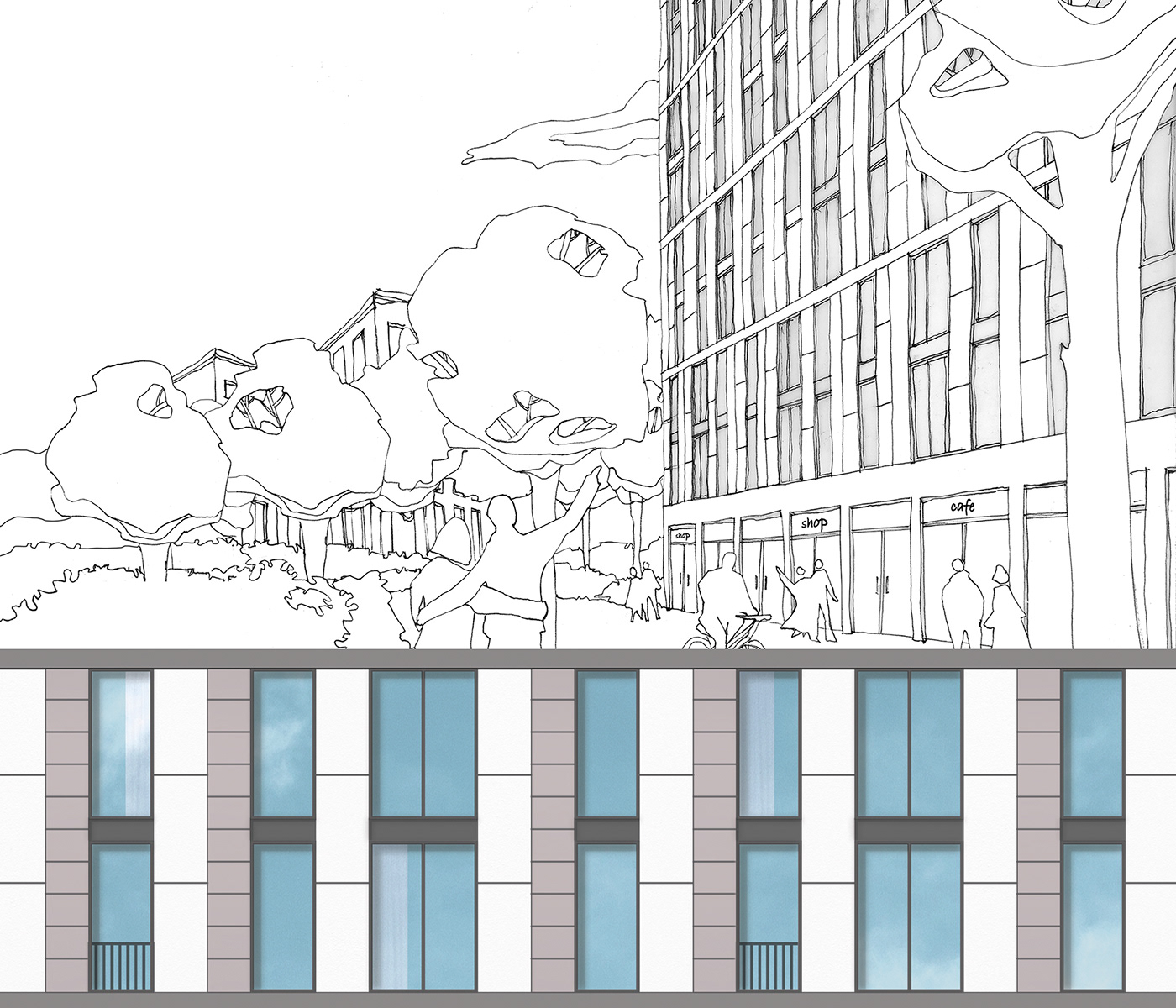 Apartament hotel architecture design Drawing  Project sketch