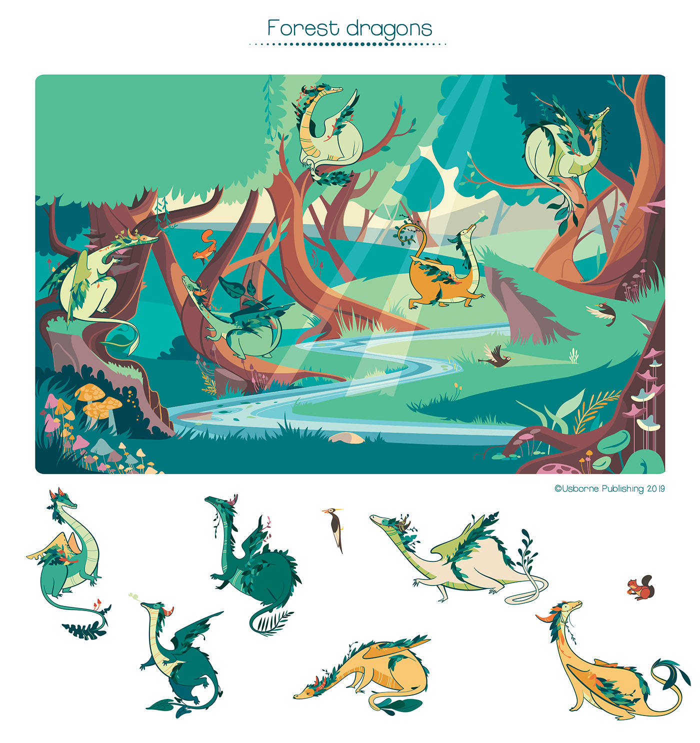dragons children illustration stickers book fantasy art Drawing  Landscape Drago children book illustrazione digital illustration