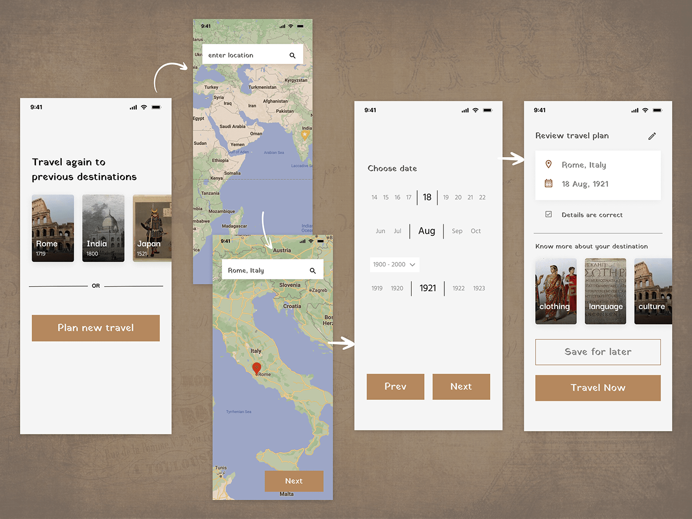 Figma Mobile app time travel ui design UX design
