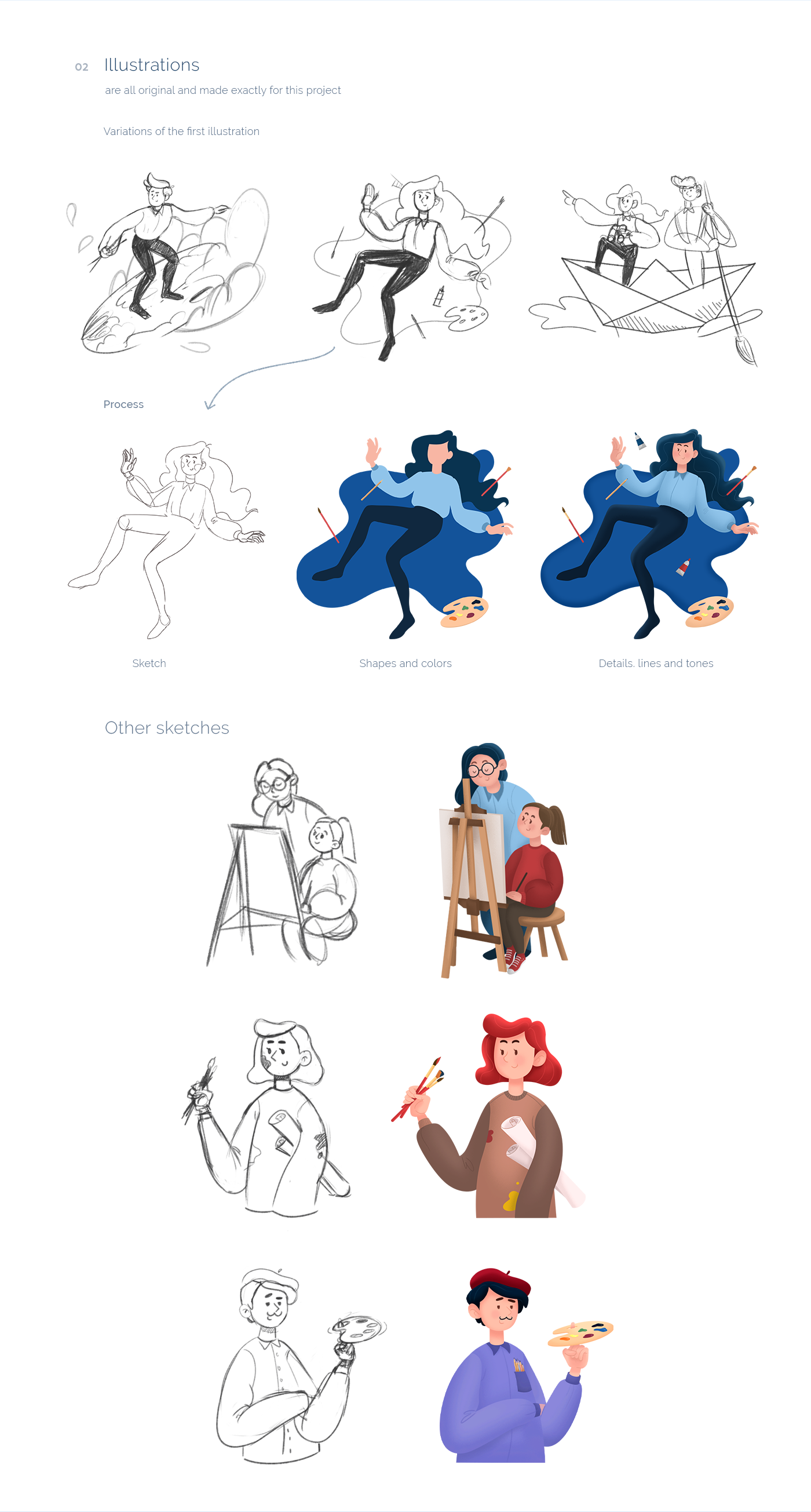 2d Illustration animation  art school Character design  comic design flat illustration ILLUSTRATION  landing page Web Design 