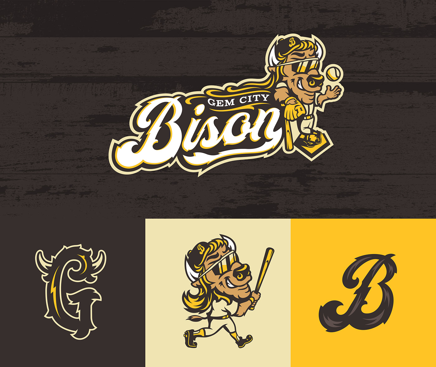 baseball Sports Design bison college summer ILLUSTRATION  Sports Branding Logo Design identity Fun