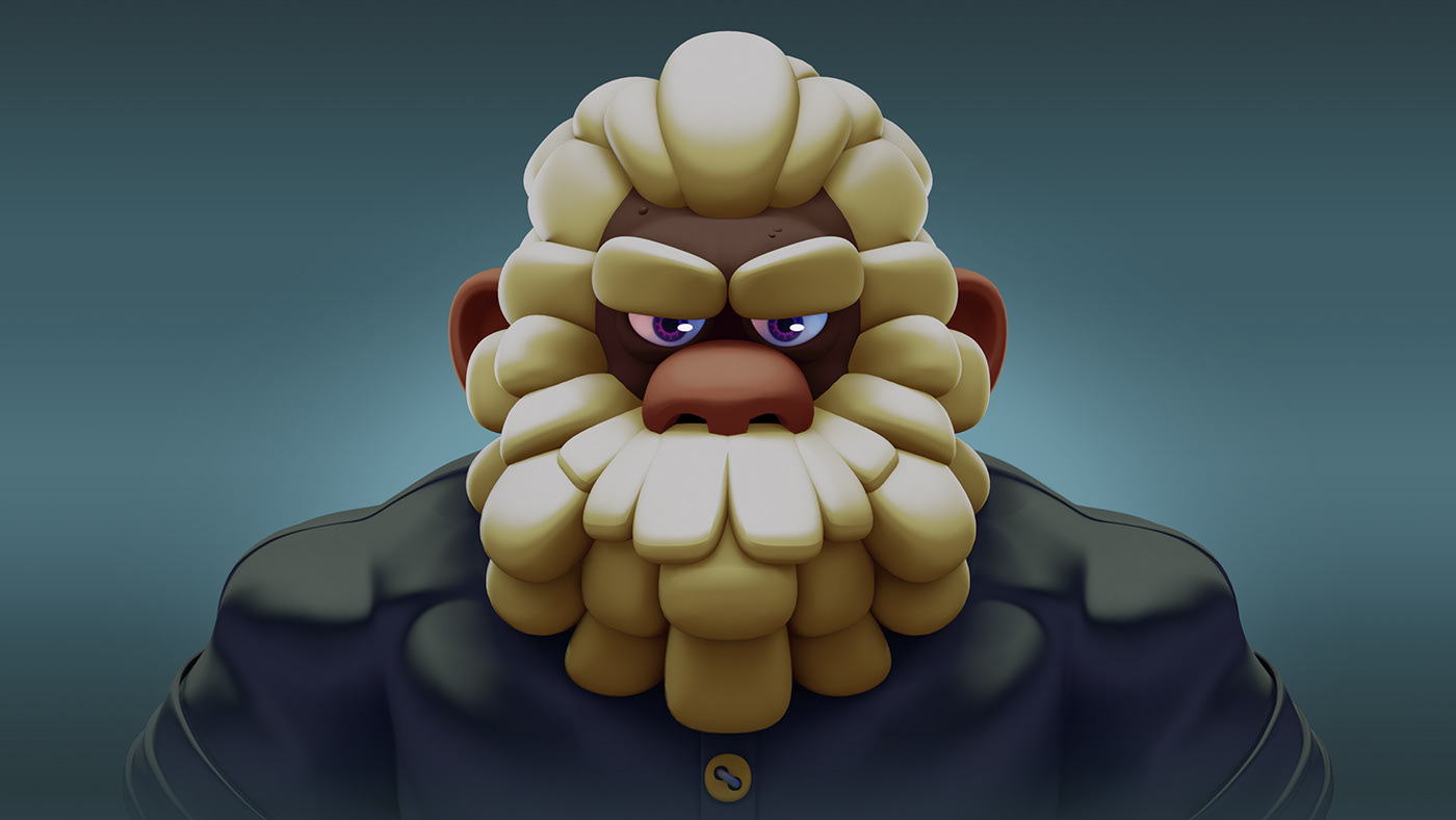 3D art blender brute Character cute design game mobile