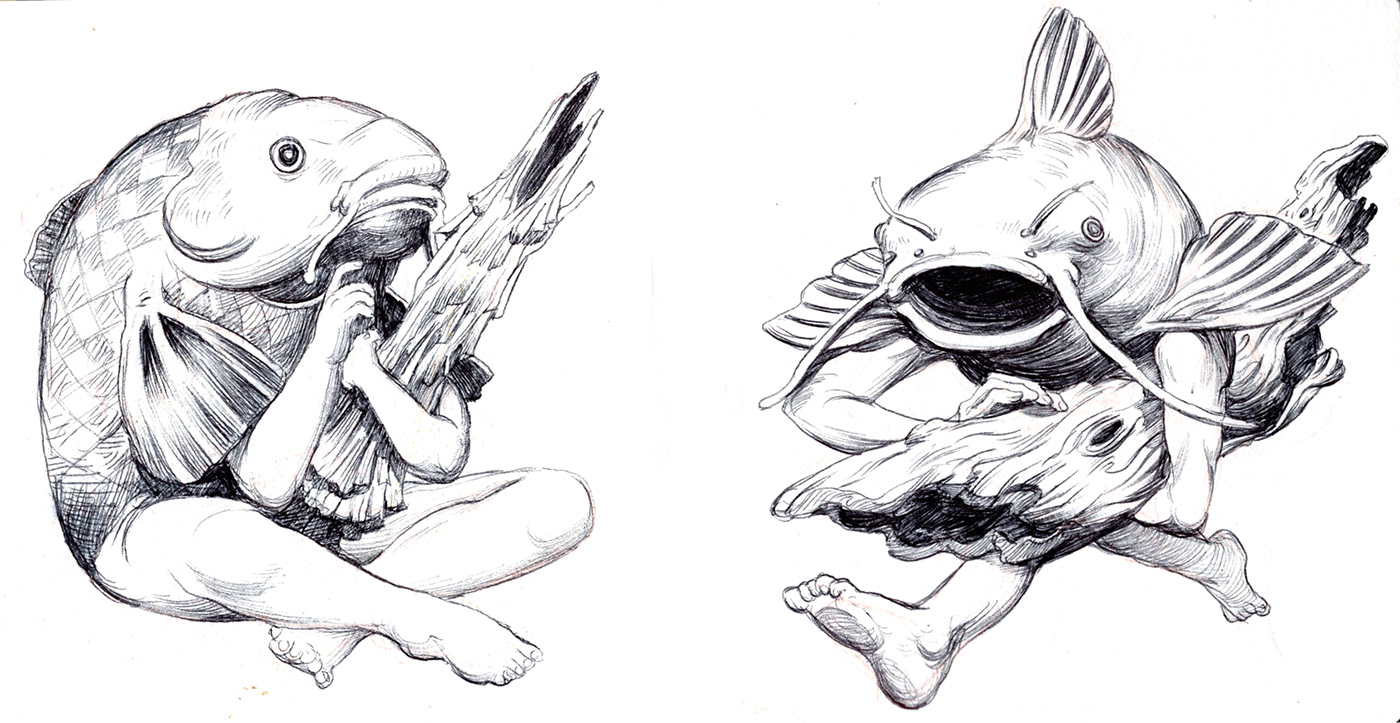 mermay ILLUSTRATION  sketch sketchbook pen Nature fantasy characterdesign mermaid julie Benbassat
