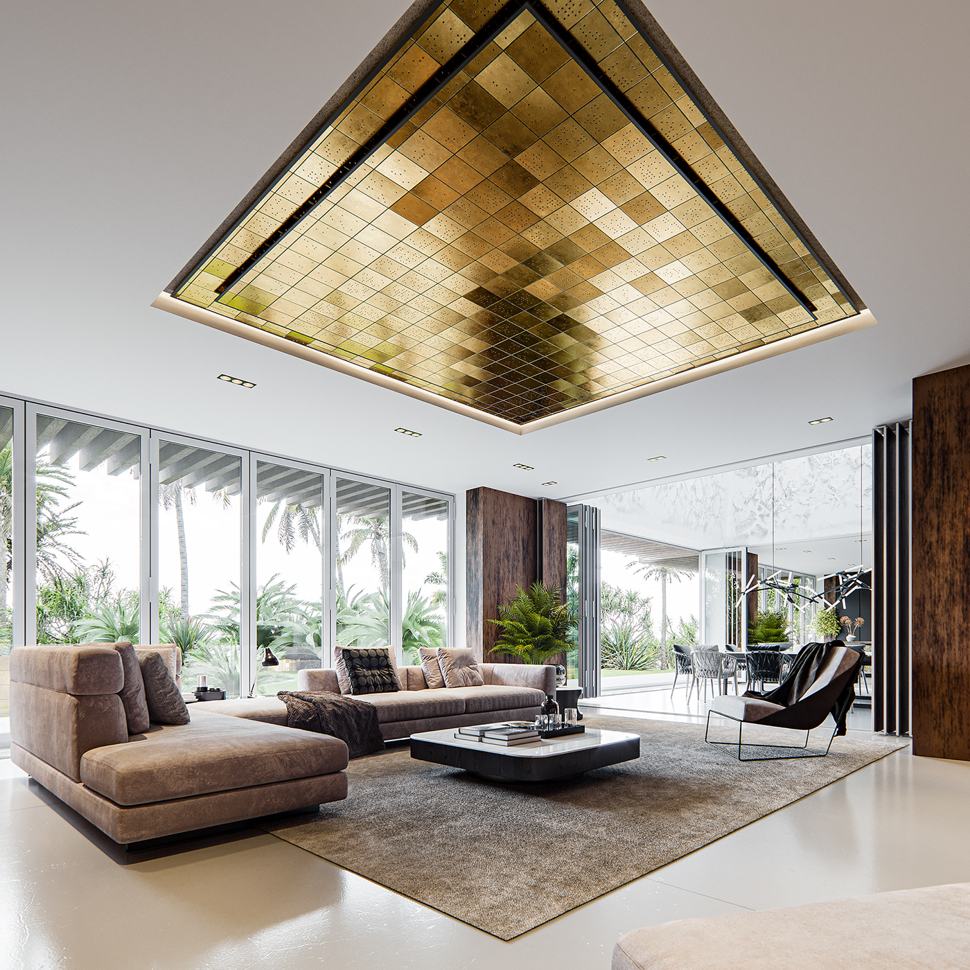 3D architecture design development dining room Interior living room rendering residential visualization