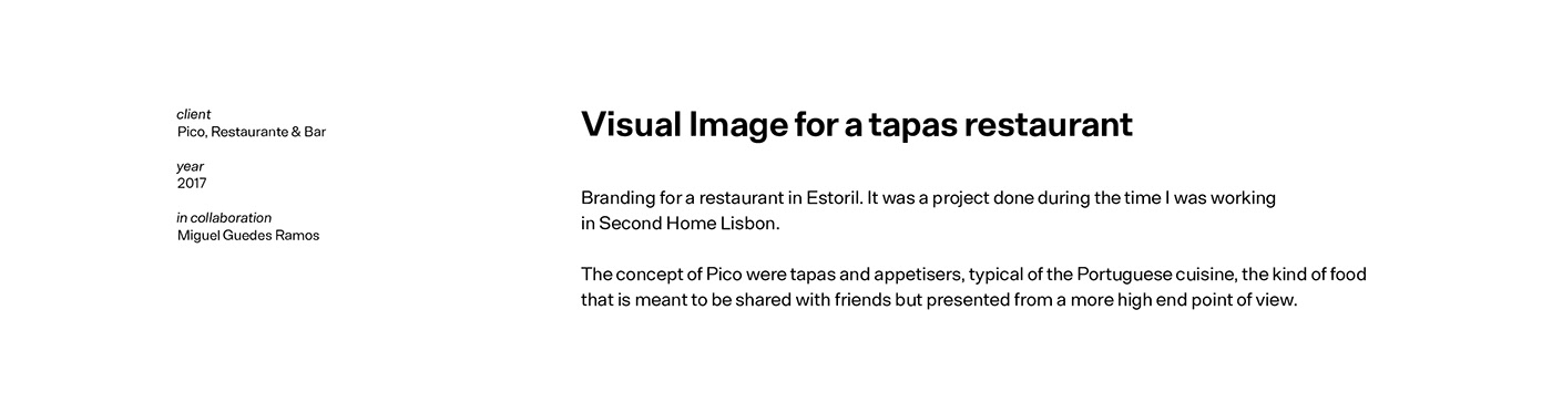 pico restaurant Food  brand design tapas bar estoril