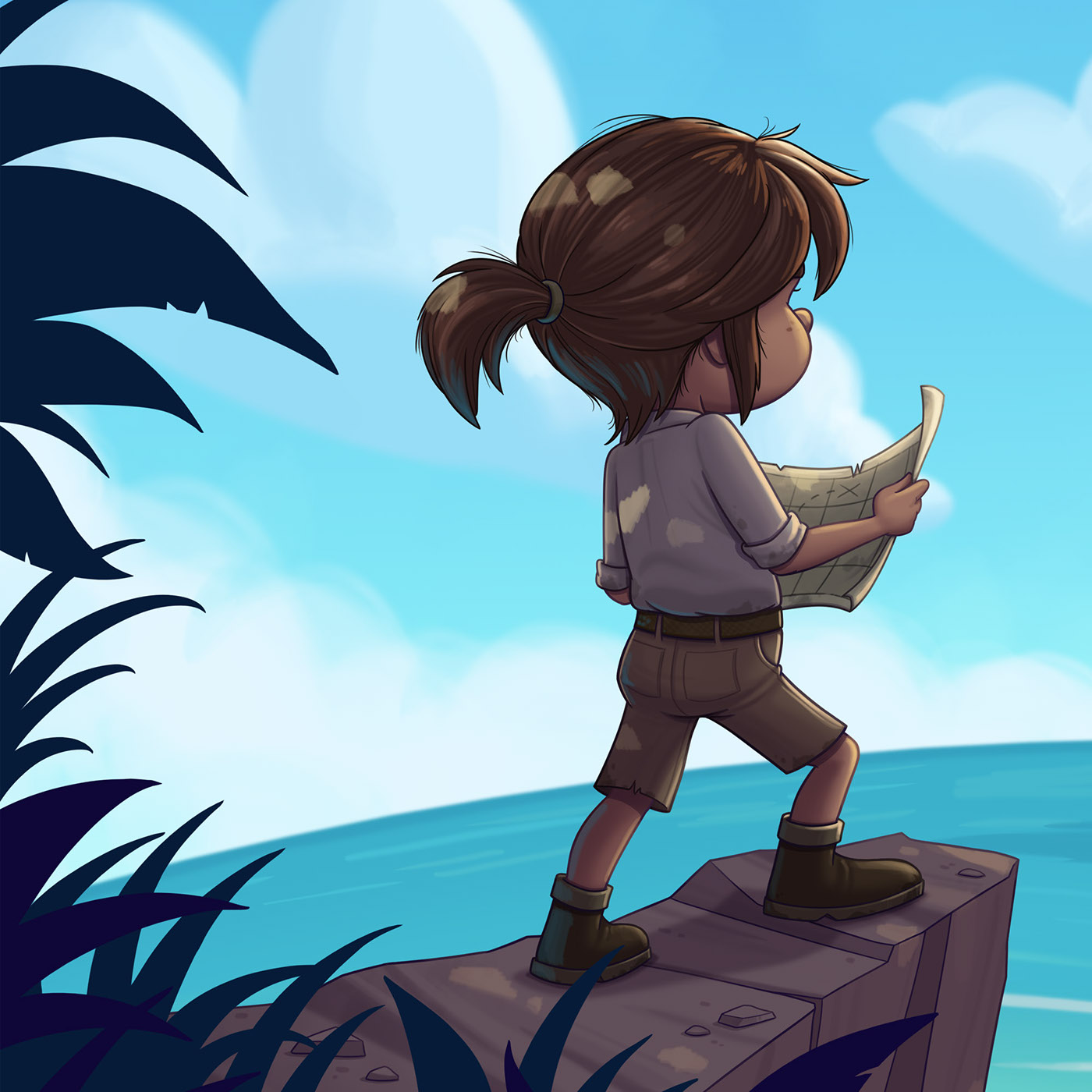adventure ILLUSTRATION  Character design  adventurer Landscape treasure map Story Book Island sea beach