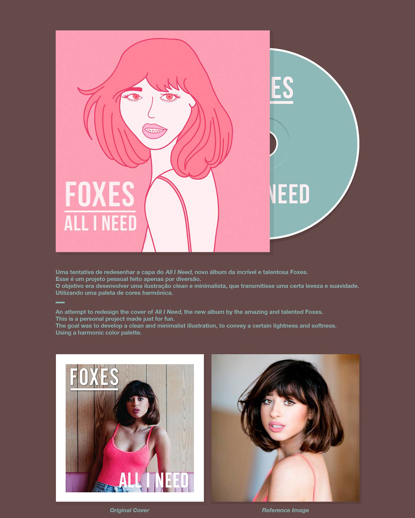 cover Album foxes All I Need draw ILLUSTRATION  personal project fanart